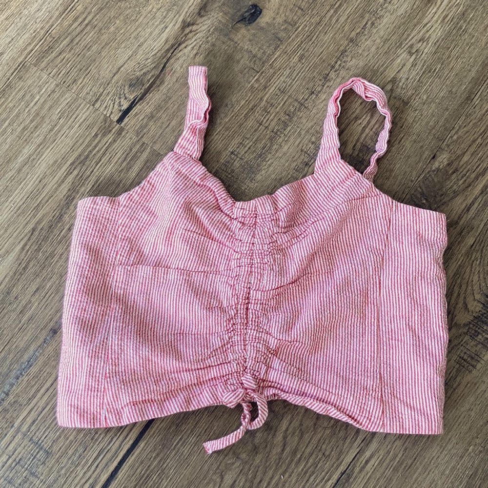 Zara| Red/White Striped Cropped Tank sz 8
